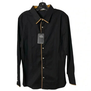 Polo Mano men shirt,small,Eco friendly,Black,trim , tan,two tone,cotton,classy
